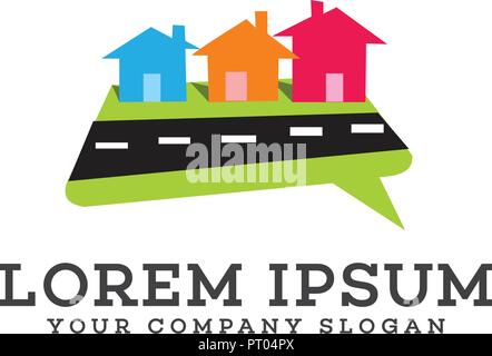 Real estate chat logo design concept template Stock Vector