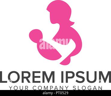 family care logo. mom and baby logo design concept template Stock Vector