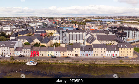 An aerial view of the River Corrib, the Claddagh Basin and the street ...