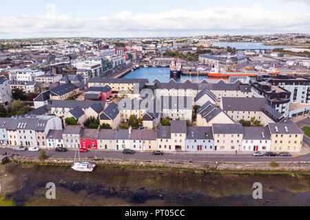 An aerial view of the River Corrib, the Claddagh Basin and the street ...
