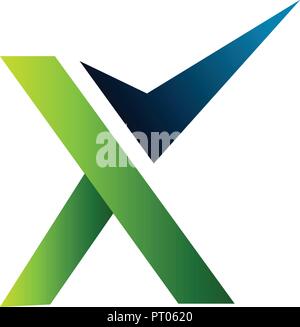 letter x logo. check mark logo design concept template Stock Vector