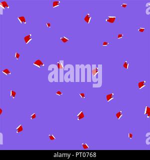 Christmas hats Santa seamless pattern. Purple background. Vector illustration. Stock Vector