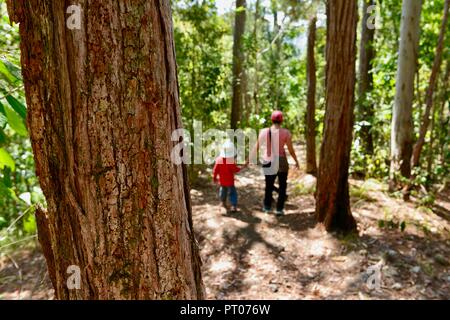 Mother and daughters walk along the Dalrymple gap walking track, QLD, Australia Stock Photo