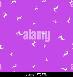 Silhouettes of deer seamless pattern. Purple background. Vector illustration. Stock Vector