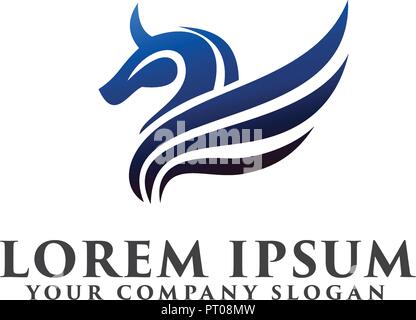 horse wing logo. luxury design concept template Stock Vector