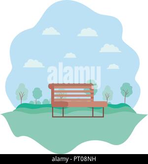 park with chair landscape natural scene Stock Vector