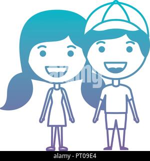 cartoon happy couple kawaii characters Stock Vector