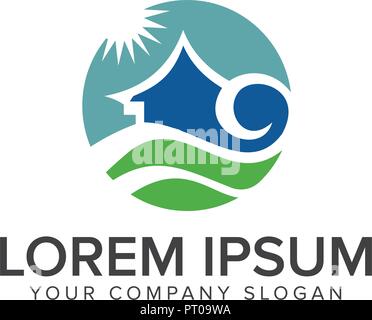 travel hotel logo design concept template Stock Vector