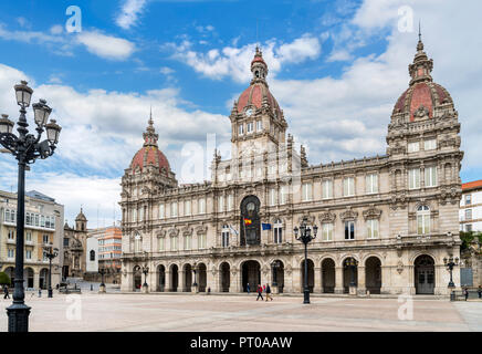 The Palacio Municipal (Town Hall), Praza de Maria Pita, A Coruna, Galicia, Spain Stock Photo