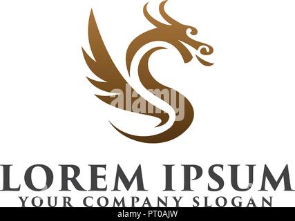luxury dragon logo design concept template Stock Vector