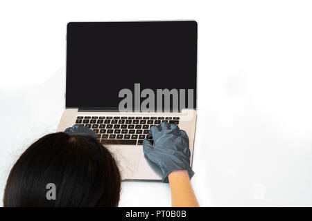 Scientist doing research on computer Stock Photo