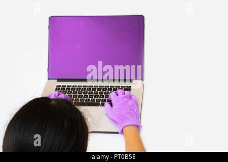 Scientist doing research on computer Stock Photo