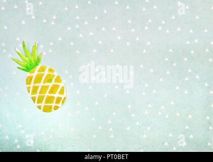 Watercolor, pineapple, background, triangles Stock Photo