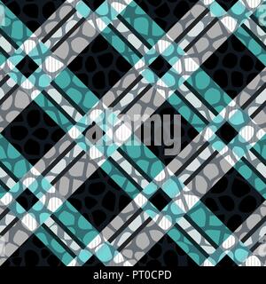 Plaid, tartan seamless with Crocodile Skin Pattern Leather. Crocodile. Skin. Wallpaper. Background. Monochrome. Paper. Textile Fashion Ebdless Smooth Graphic Snake eps10 Stock Vector