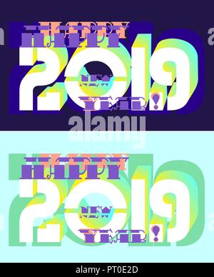 Happy New Year congratulations in trend colors in 2019 on the background of 3D numbers Stock Vector