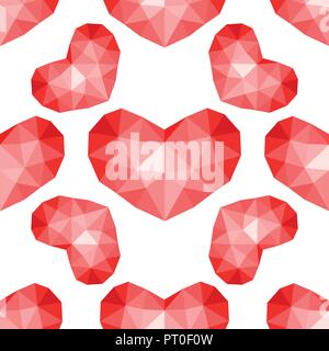 Vector seamless pattern. Abstrakt repeating texture with chaotic hearts. Stylish hipster texture. Stock Vector