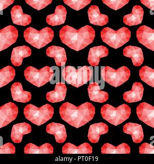 Vector seamless pattern. Abstrakt repeating texture with chaotic hearts. Stylish hipster texture. Stock Vector