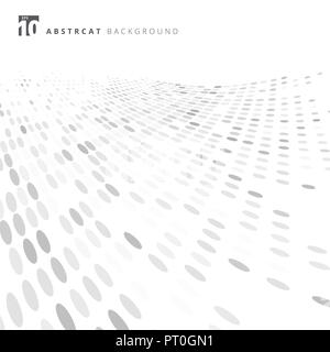 Abstract dots pattern halftone white and gray perspective background texture. vector illustration Stock Vector