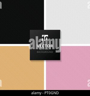 Set of abstract black, white, gold, pink gradient striped lines diagonal pattern background and texture. Vector illustration Stock Vector