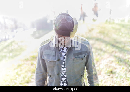 Young man nodding with his head, blurred motion Stock Photo