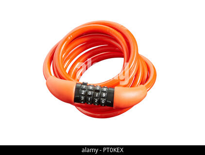 Security system lock for bike with 2019 as password combination. Isolated with clipping path Stock Photo
