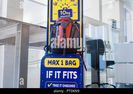 Ryanair hand luggage/baggage size checker. Stock Photo