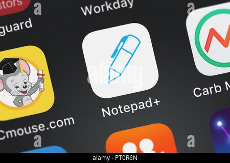 london united kingdom october 05 2018 icon of the mobile app notepad from apalon apps on an iphone pt0r6n
