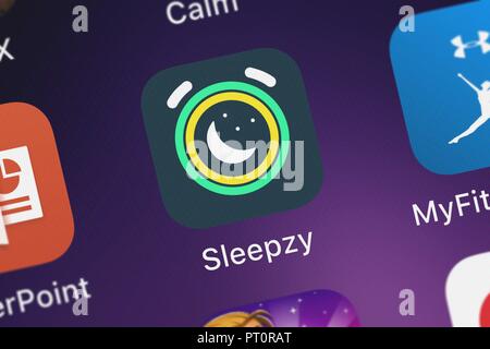 london united kingdom october 05 2018 close up of the sleepzy sleep cycle tracker icon from apalon apps on an iphone pt0rat