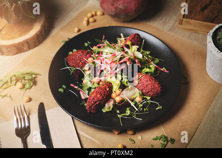 beetroot falafel salad Stock Photo