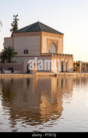 The Menara gardens are botanical gardens located to the west of Marrakech, Morocco, near the Atlas Mountains. Stock Photo