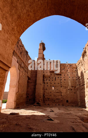 Badi Palace is a ruined palace located in Marrakesh, Morocco Stock Photo