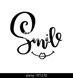 Smile lettering. Vector emoticon illustration. Stock Vector