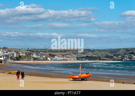 WEYMOUTH, DORSET, UK - 28SEP2018: The Beach and Weymouth Bay. Stock Photo