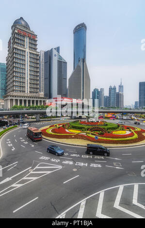 China, Shanghai, Lujiazui, view to roundabout Stock Photo