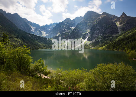 Poland, High Tatra Mountains, Tatra, Tatra National Park, Morskie Oko and Rysy Stock Photo