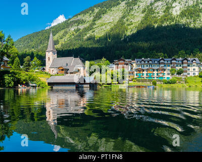 Austria, Styria, Altaussee, view to St Giles Church at Altausseer See Stock Photo