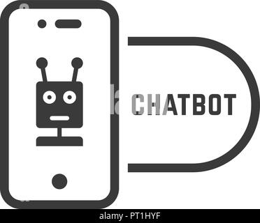 chatbot icon like linear black phone Stock Vector