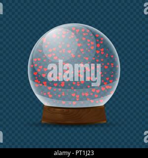 snow globe with falling hearts Stock Vector