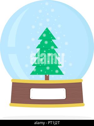 simple snow globe with xmas tree Stock Vector