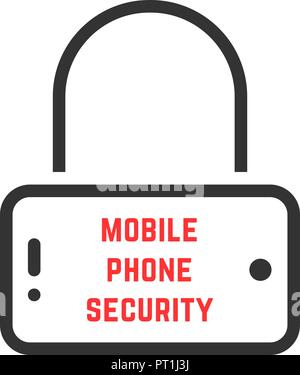 black mobile phone security icon Stock Vector