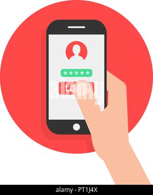 arm hold mobile phone security Stock Vector