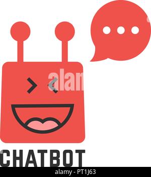 funny red chatbot icon Stock Vector