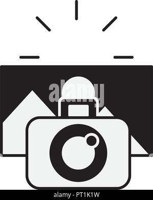 photographic camera taking photo graphic Stock Vector