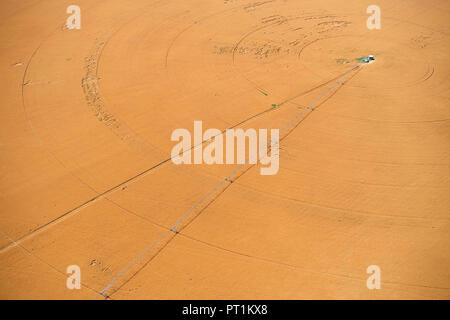 USA, Aerial of irrigated wheat field in Eastern Colorado, USA Stock Photo