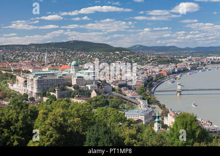 View from Gellert Hill on Buda with Buda Castle and Danube Budapest, Hungary Stock Photo