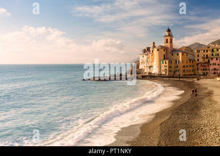 Camogli beach, Camogli, Gulf of Paradise, Portofino National Park, Genoa province, Liguria, Italy Stock Photo