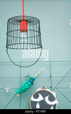 Upcycled metal basket Stock Photo