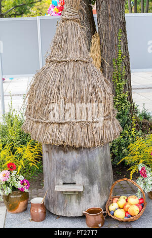 Traditional bee hive at market square in Krzeszowice (Poland) Stock Photo