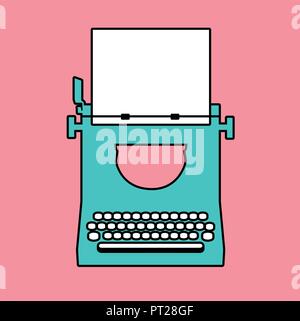 Logo style retro outlines. Typewriter. Vector Illustration Stock Vector