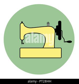 Logo style retro outlines. Sewing machine. Vector Illustration Stock Vector